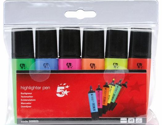 Highlighters Chisel Tip 1-4mm Line Assorted [Wallet 6]